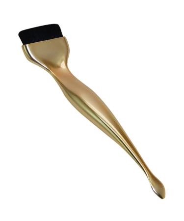 Flat head plastic foundation brush portable household foundation makeup brush with spoon spoon makeup brush for women digging spoon Miss flat brush 16.20X3.50X1.20CM Golden
