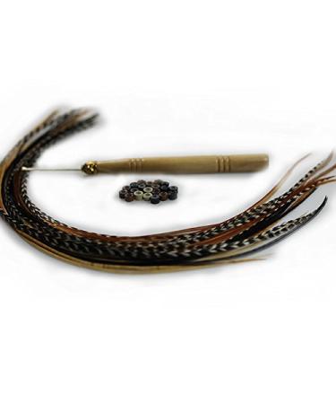 Real Rooster Feather Hair Extensions Kit - 20 Grizzly & Solid Colors with Beads and Loop Tool - Buy Online on GoSupps.com