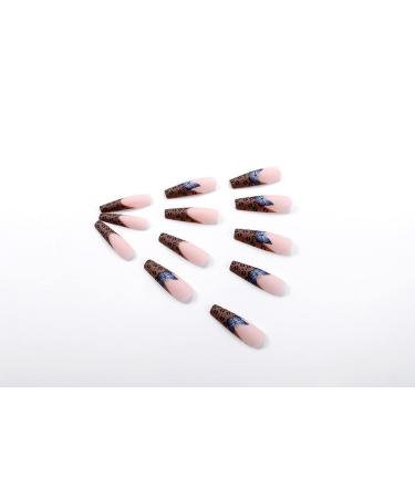 Buy Vatocu Long Matte False Nails - Butterfly & Leopard Print Acrylic Stick-On Nails for Women & Girls (24pcs) - Buy Online on GoSupps.com