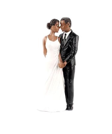 Wedding Cake Topper Resin African American Couple Figurine Centerpiece Decorations for Wedding Anniversary