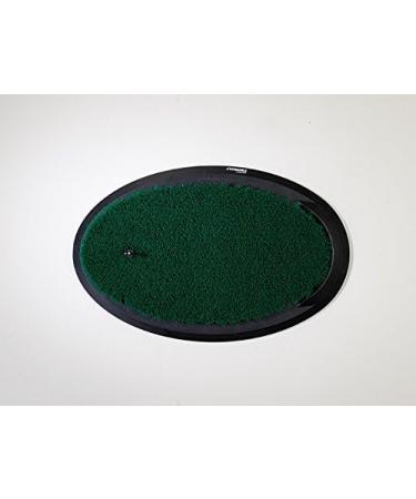Fiberbuilt Flight Deck Oval Golf Hitting Mat | Real Grass-Like Performance | Adjustable Height Tee | Black/Green | 21.25 x 13.5 x 1.75 | Indoor/Outdoor - Buy Online on GoSupps.com