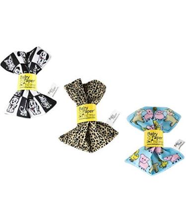 Baby Paper Original Crinkle and Sensory Toy for Babies and Infants | 3 Pack - Farm Cat Dog Cheetah | Non-Toxic Washable | for Baby Showers