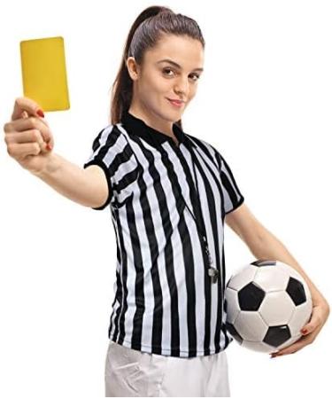 Men's Official Umpire Jersey with Whistle & Flag | Black & White Stripe Referee Shirt for Basketball, Football, Soccer - Medium Size - Buy Online on GoSupps.com