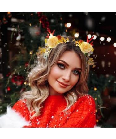 Fashband Christmas Headbands Light Up Hair Bands Reindeer Antler Flower Hair Accessories Xmas Party for Women and Girls(Warm) - Buy Online on GoSupps.com
