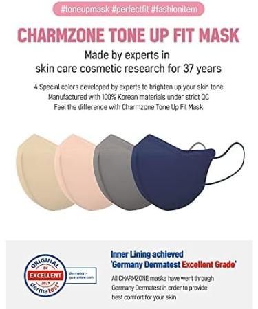 CHARMZONE Tone Up Fit Premium Protective Fashion Mask 25EA - Beige/Grey/Navy/Coral - Made in Korea - Large Trial Pack (4pcs) - Buy Online on GoSupps.com