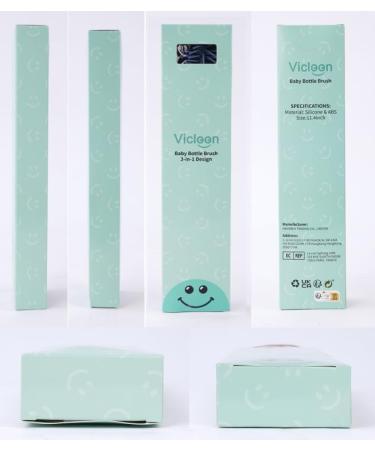 Vicloon 2 in 1 Baby Bottle Brush - Silicone Cleaner for Water Bottles, Glass Cups, Thermoses - Blue Penguin Design - Buy Online on GoSupps.com