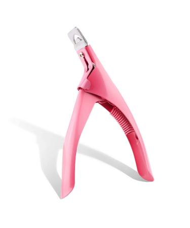 MARLAS Professional-Grade Acrylic False Nail Trimmer Stainless Steel Tip Cutter for Precision Nail Shaping (Pink)