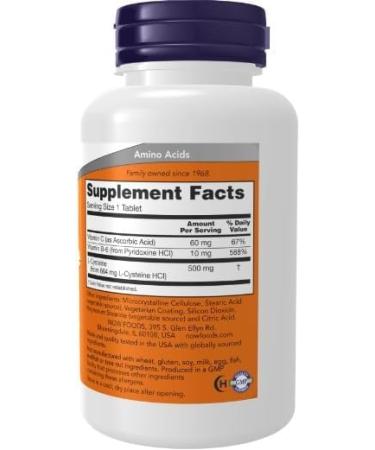 Now Foods L-Cysteine 500mg 100 Tablets Amino Acid - Buy Online on GoSupps.com