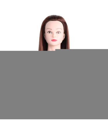 Hairdresser practice head practice Shear dolls dolls hairdressing salon multifunctional head glasses shop for hat shop display for hair stylists hair (dark brown)