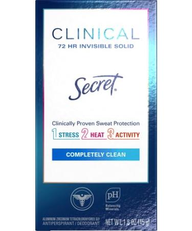 Secret Clinical Strength Antiperspirant and Deodorant for Women Invisible Solid Completely Clean Scent 72-hr Sweat Protection 1.6 oz (Pack of 2) 1.6 Ounce (Pack of 2) - Buy Online on GoSupps.com