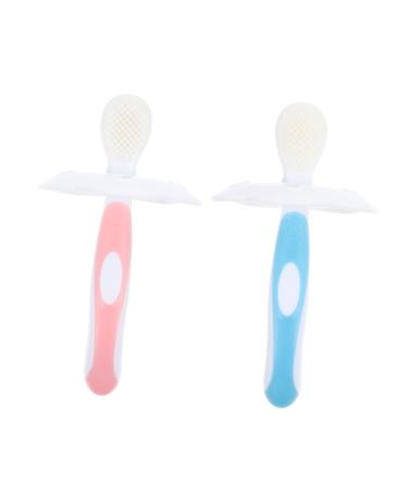 HOMSFOU 2 Sets Toothbrush Cleaning Brush Tool Silica Gel Handheld Child 1 piece (1 pack) Pink