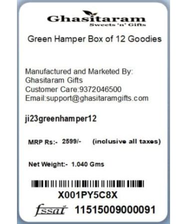 Ghasitaram Gifts Jaiccha Green Hamper Box of 12 Goodies - Buy Online on GoSupps.com