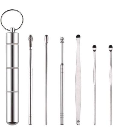 Portable Earwax Removal Tool Kit - Ear Cleaner, Ear Pick, Ear Wax Remover - Silver (6pcs) - Buy Online on GoSupps.com
