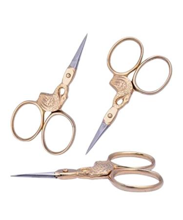 3" Swan Shape Eye Brow Cuticle Nail Small Embroidery Fancy Scissors Gold Plated