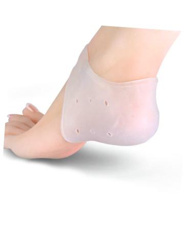 FRCOLOR 6 Pairs Gel Heel Support Gel Heel Socks Gel Heel Sleeves Gel Heel Cushions Feet Cracked Socks Gel Foot Socks Silicone Heel Pads Dry Feet Socks Ankle Support Breathable White