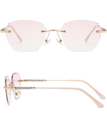 Women's Fashion Rimless Blue Light Blocking Reading Glasses Tinted Lenses Computer Readers Anti Glare Glasses(Couleur:Gold Grandeur:1.0x) - Buy Online on GoSupps.com