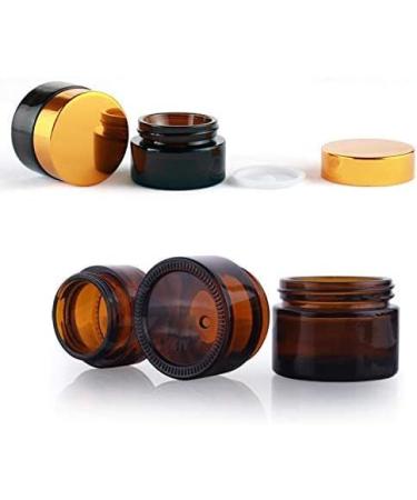 INHEMING 6x30ml Amber Glass Jar Brown Round Cosmetic Container with Gold & White Lids Reusable Environmentally Friendly 30ml JAR Set of 6 Brown gold white - Buy Online on GoSupps.com