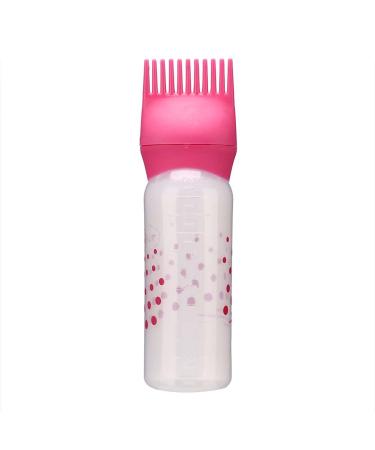 Root Comb Applicator Bottle Hair Dye Bottle Oil Applicator for Hair Dye Shampoo Coloring Applicator Bottle with Comb Teeth Graduated Scale 170ml (Rose Red)