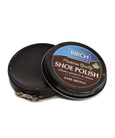 Charles Birch Premium Quality Shoe Polish 50ml High Pigment Cleans Protects Shines inc Carnauba Wax Lever Open Tin (Dark Brown)