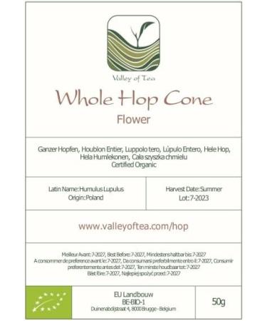 Organic Dried Whole Leaf Hops - 50g Pack - Ideal for Tea - Hop Cone Flowers Leaves - Buy Online on GoSupps.com