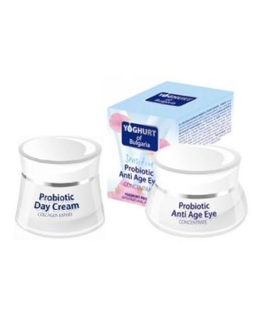 Probiotic Set - Collagen Expert Day Cream 50ml & Anti Age Eye Concentrate 40ml with Probiotic of Yogurt and Natural Bulgarian Rose Oil by Bio-Fresh