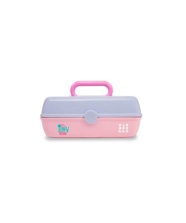 Caboodles Stay Retro - Pretty In Petite Makeup Organizer | Compact Carrying Cosmetic Case, Periwinkle Blue Over Pink Retro - Periwinkle Blue Over Pink