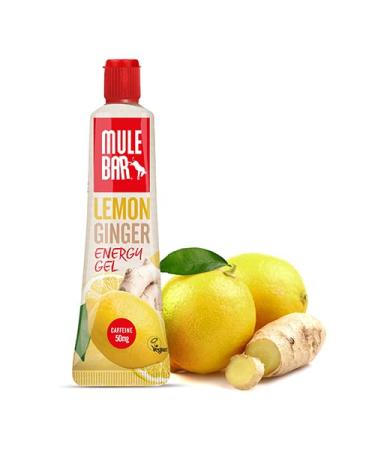 Mulebar - Sport Energy Gel - Lemon - Ginger - Guarana - 37g - Vegan - Gluten Free - 50mg Caffeine - Resealable and Reusable Tube