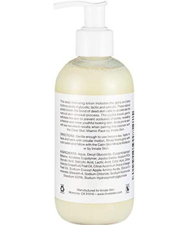 Clear Skin AHA BHA Exfoliating Cleanser - Glycolic & Salicylic Acid with Jojoba Beads | 8oz Pump | Ideal for All Skin Types - Buy Online on GoSupps.com