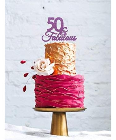 50 & Fabulous Birthday Cake Topper with Bold Swirly Design for 50th Birthday Celebration Made in UK - Light Purple - Buy Online on GoSupps.com