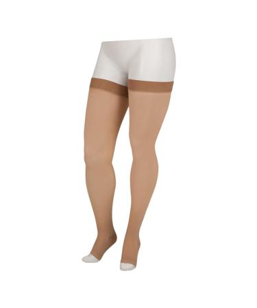 Juzo Basic Thigh High w/Silicone Dot Band 30-40mmHg Open Toe I Beige