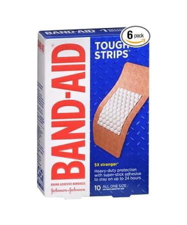Band-Aid Adhesive Bandages Extra Tough-Strips 1-3/4-Inch 10 Bandages (Pack of 6)