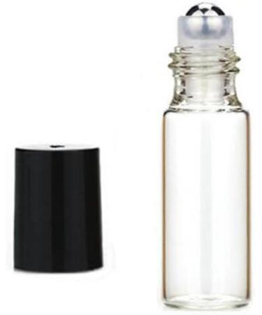 Mini Clear Glass Bottles for Essential Oils - 6 Pack with Stainless Steel Roller Balls & Black Caps - Perfect for Travel Samples Make-up & Cosmetics - Buy Online on GoSupps.com