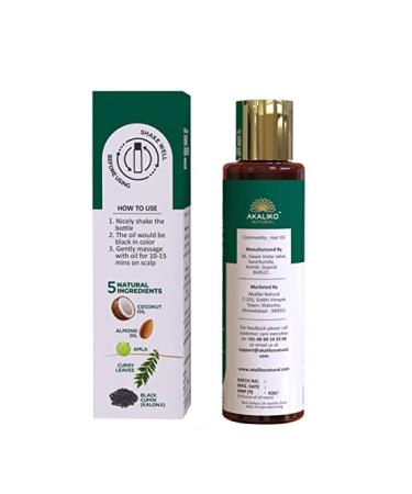 AKALIKO NATURAL Hair Growth Oil for Hair Fall Control & Regrowth | 5 Natural Ingredients - Black Cumins, Avla, Coconut, Almonds & Curry Leaves | 120ml - Buy Online on GoSupps.com