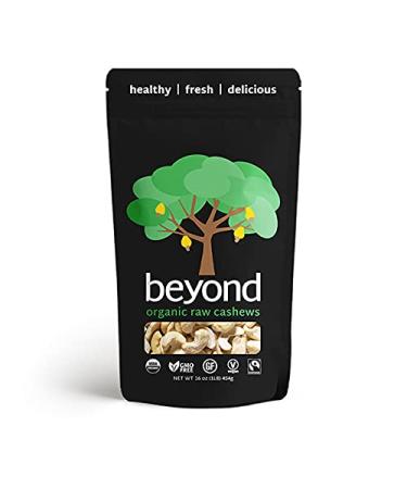Beyond Organic Raw Unsalted Cashew Halves 1lb (1 POUND) - Non-GMO, Fairtrade, Organic, Vegan Cashews, MYLK Grade - No Oils or Additives, Just Plain Cashew Halves