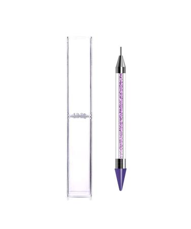 Onwon Dual-Ended Nail Rhinestone Picker Wax Tip Pencil Pick Up Applicator Dual Tips Dotting Pen Beads Gems Crystals Studs Picker with Acrylic Handle Manicure Nail Art Tool (Purple)
