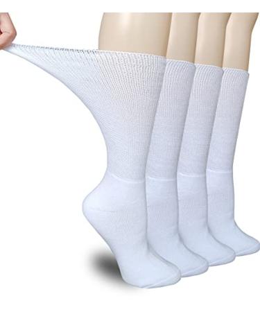 DULLEMIX Diabetic Socks Women Men Extra Wide 22''Non Binding Loose Fit Calf Sock for Bariatric Sensitive Swollen Feet Soft Moisture Wicking Neuropathy Lymphedema Medical Socks  white  CALF1