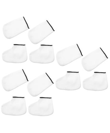 Beavorty 6 Pairs Hand and Foot mask Paraffin Wax Liners spa exfoliating Gloves Paraffin Wax Mitt moisturizing Wax Bag Paraffin Socks Covers sap Foot Covers Polyester White Manicure Boots