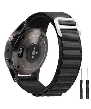 BlackPro Alpine Loop Nylon Strap Compatible Garmin Fenix 6/ Fenix 7/ Fenix 5 Watch Band,22mm Sport Nylon Replacement Watch bands for Garmin Fenix 6 Pro/Sapphire.