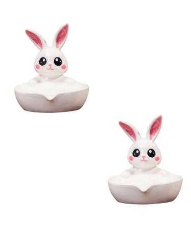 Ciieeo 2pcs Ceramic Soap Dish Bathroom Washing Soap Rack Soap Holder Portable Soap Chinese Soap Bathroom Soap Dish Self-soap Dish Bunny Soap Dish Rabbit Ceramics White Sponge Miss Jewelry