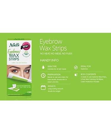 Nadâ€™s Eyebrow Wax Strips - Facial Hair Removal Kit for Women with 6 Wax Strips, Calming Oil Wipes & Skin Protection Powder - Buy Online on GoSupps.com