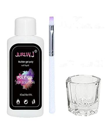 Magic skin 45ml Anti-stick Poly Gel Nail Liquid Slip Solution + Brush + Glass Cup For Nail Builder Gel Nail DIY Extension Tool