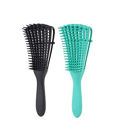 STUDIO LIMITED Flexible Bristles Detangling Brush 2pcs (BLACK & MINT)