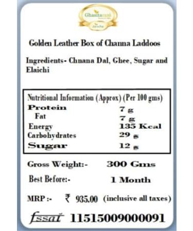 Jaiccha Ghasitaram Golden Leather Box of Channa Laddoos.|Gift for Diwali Gifts Holi Rakhi Valentine Christmas Birthday Anniversary Her Him| - Buy Online on GoSupps.com