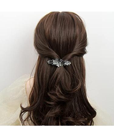 Elegant Hair Clips Set | Menyiyds 2 Pcs Sparkling Glitter Hair Accessories for Women & Girls | Fashionable Flower Wreath Hairpins in Dark Gray & Pink - Buy Online on GoSupps.com