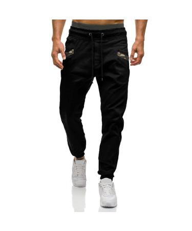 A WATERWANG Mens Sweatpants Cargo Pants Joggers for Men Slim Fit Stretch Athletic Hiking Mens Long Pants Black Medium