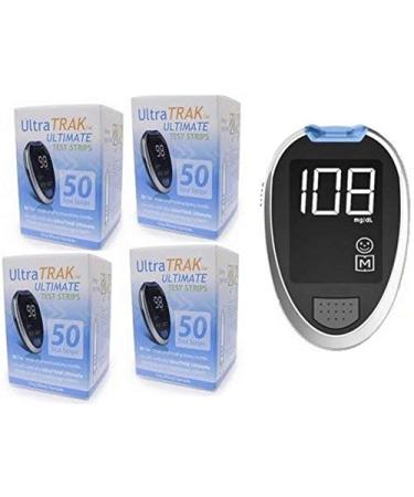 200Ct Test Strips Plus Free Ultra Trak Ultimate Meter  4 Boxes 50 Strips Plus 1 Free Meter