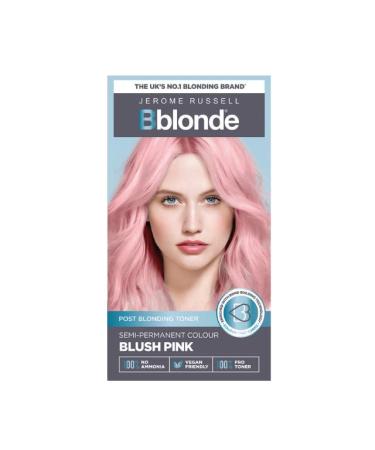 Jerome Russell Bblonde Blush Pink Post Blonding Toner - Semi Permanent Hair Dye Kit for Pre Lightened & Blonde Hair with Brazil Nut Oil No Ammonia & Vegan Blush Pink 1 Count (Pack of 1)