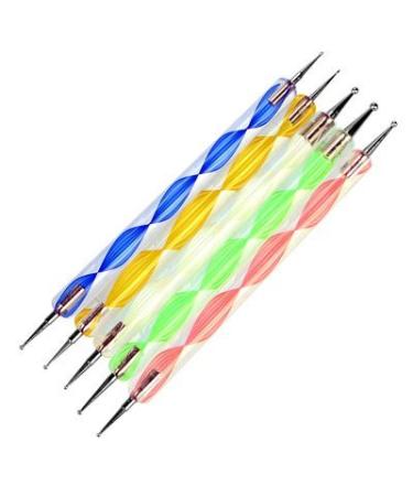 Restly(TM) 5 Nail Art Dotting Tools Double Ended Multi-Coloured Marbling Tools