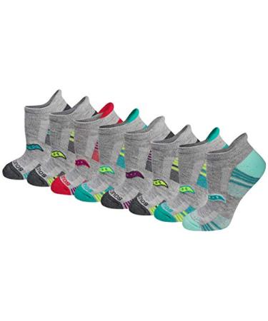 Saucony Women's Performance Heel Tab Athletic Socks (8 & 16 Pairs) Shoe Size: 5-10 Grey Assorted (8 Pairs)