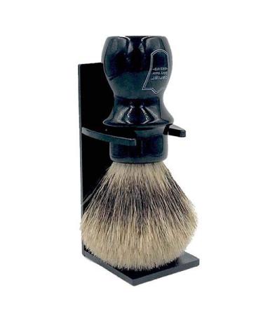 Parker razor plane Handmade Deluxe cup razor brush with stand-100% 3-band roof bristles-extra tight and firm (black)